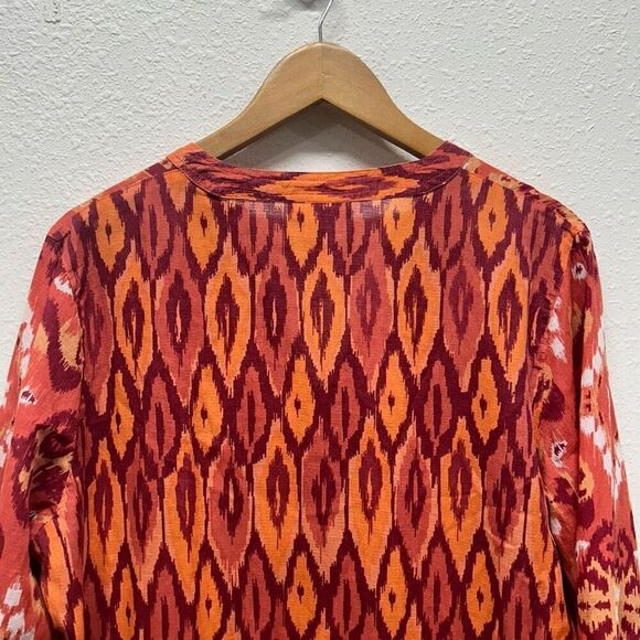 Soft Surroundings Orange Red Sequin 3/4 Sleeve Tunic Viscose Top Size L - Picture 8 of 12